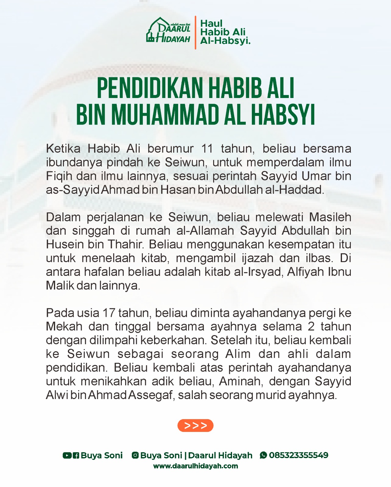 Pendidikan Habib Ali bin Muhammad Al Habsyi